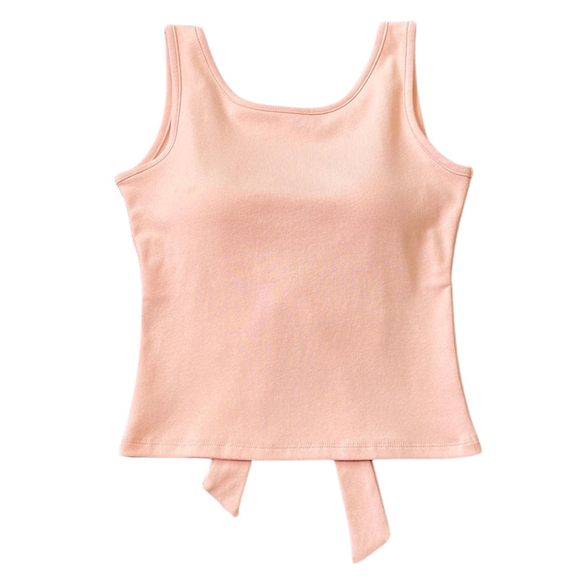 Blush Built-In Cup Bow Top - Back bow top - boogzel clothing