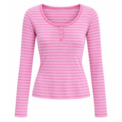 2000s striped henley long sleeve top boogzel clothing