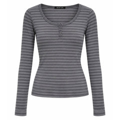 2000s striped henley long sleeve top boogzel clothing