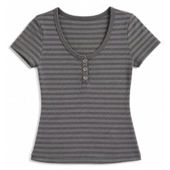 2000s striped henley t-shirt boogzel clothing