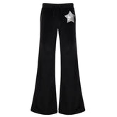 2000s black velour flared pants boogzel clothing