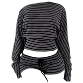 2000s one shoulder top striped shorts boogzel clothing