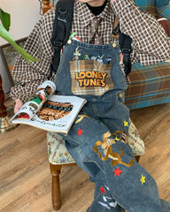 90s aesthetic embroidered overalls boogzel clothing