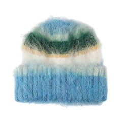 90s Fuzzy Striped Knit Beanie