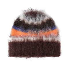 90s Fuzzy Striped Knit Beanie