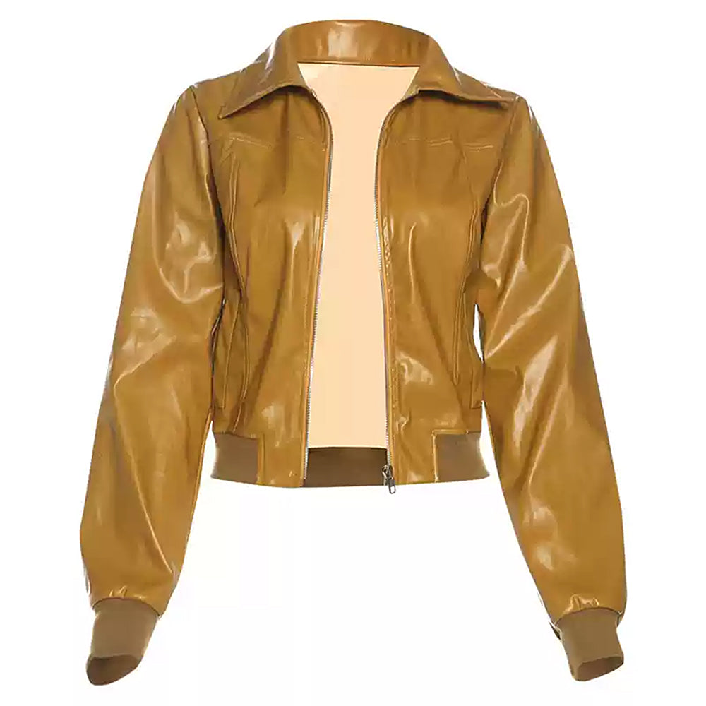 90s mustard leather jacket boogzel clothing