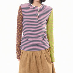 90s striped polka dot long sleeve top boogzel clothing