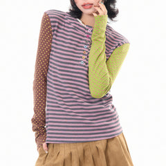 90s striped polka dot long sleeve top boogzel clothing