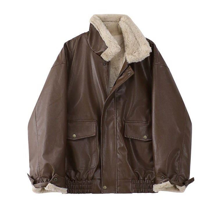 vintage aesthetic leather jacket boogzel apparel
