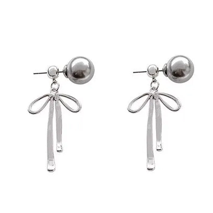 bow pendant pearl earrings boogzel clothing