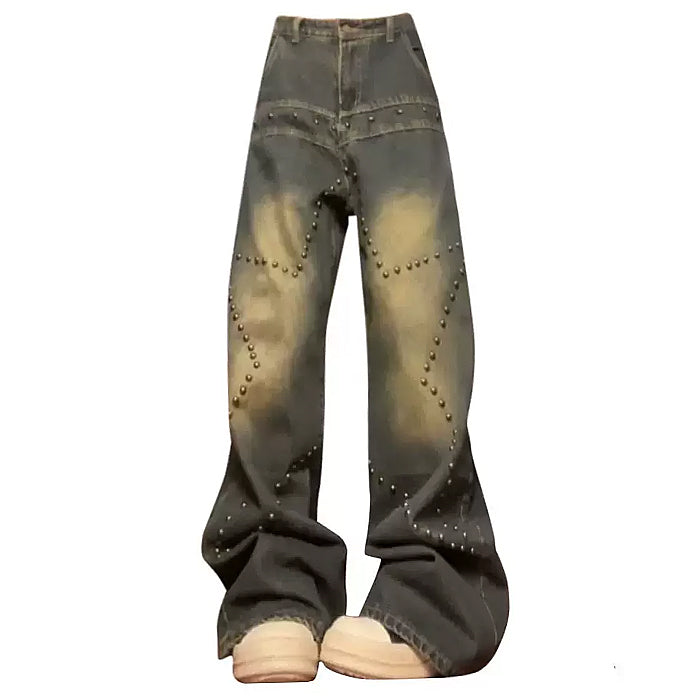 brown star rivet jeans boogzel clothing