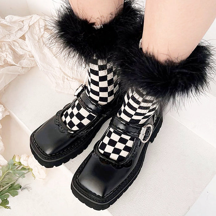 checkered furry socks boogzel apparel