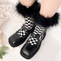 checkered furry socks boogzel apparel