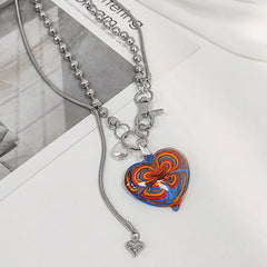 colorful heart necklace boogzel apparel