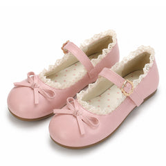Coquette-Lace-Trim-Mary-Jane-Flats-pink-Boogzel-Clothing