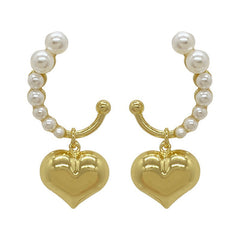 Coquette Aesthetic Heart Pearl Earrings - Boogzel Clothing