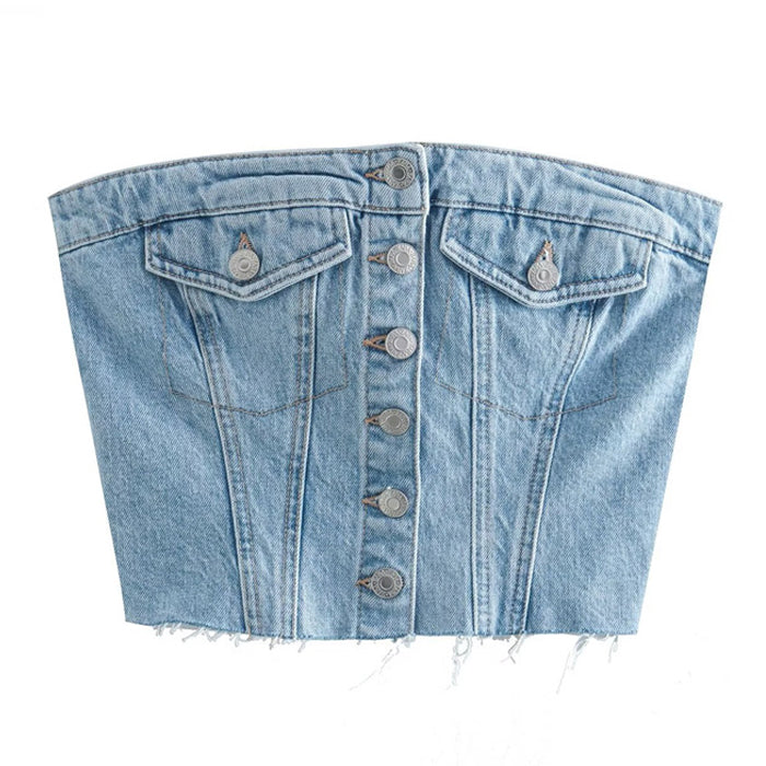 denim corset top boogzel apparel