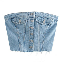 denim corset top boogzel apparel
