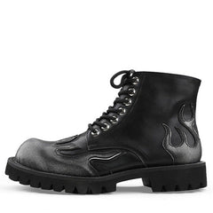 Feel The Burn Combat Boots - flame boots - fire boots boogel clothing