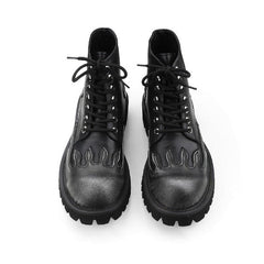 Feel The Burn Combat Boots - flame boots - fire boots boogel clothing