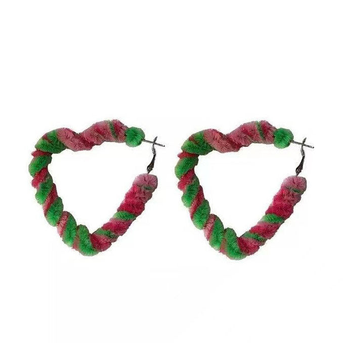 Fuzzy Heart Hoop Earrings boogzel apparel