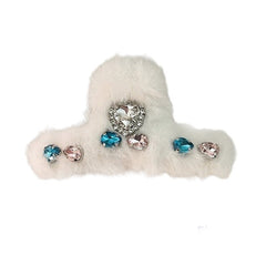 fluffy rhinestone hair claw boogzel apparel