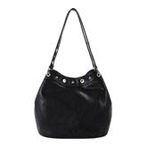 Grommet-Stud-Black-Shoulder-Bag
