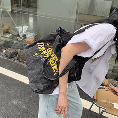 groovy trippy heart denim bag boogzel apparel