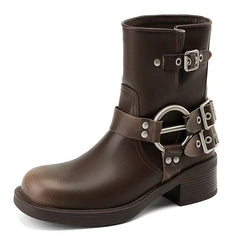 Grunge Sleaze Motorcycle Buckle Boots - boogzel clothing - grunge outfit