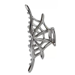 Grunge aesthetic metal hair claw with a spiderweb design