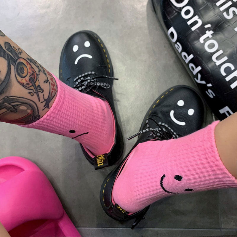 Happy & Sad Face Print Socks boogzel clothing
