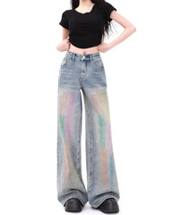 Vintage Style Brush Strokes Jeans - Aesthetic Jeans - Boogzel Clothing