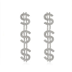 dollar rhinestone earrings boogzel apparel