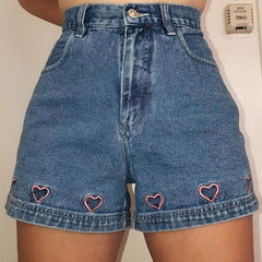 No Excuses Embroidery Denim Shorts boogzel apparel
