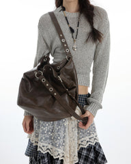 Grommet-Stud-Brown-Shoulder-Bag-for-school