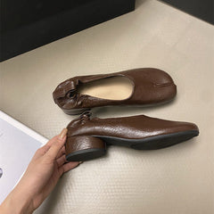 Leather ballet flats featuring a split toe tabi design and a gathered detail - boogzel clothing