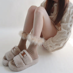 Fluffy Socks - socks with fur - boogzel clothing