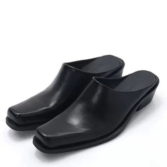 Square Toe Minimalist Black Mules - Boogzel Clothing