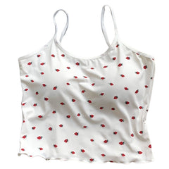 Strawberry Print Tank Top with built in cups - boogzel clothing