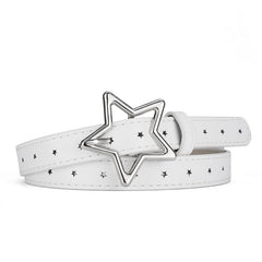 These colorful belts feature a playful star-shaped buckle and are decorated with small, embossed stars throughout. Available in pink, blue, and yellow, each belt is designed to add a whimsical touch to any outfit