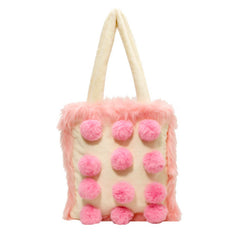 soft girl aesthetic Fluffy Pom Poms Bag in Pink boogzel clothing