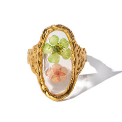 Cottagecore Vintage Dried Flowers Ring Set - boogzel clothing