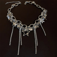 y2k stars rhinestone necklace boogzel clothing