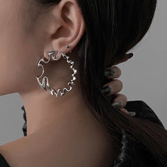 abstract silver hoops earrings boogzel clothing