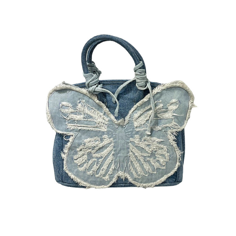 Y2K Aesthetic Denim Butterfly Handbag boogzel clothing