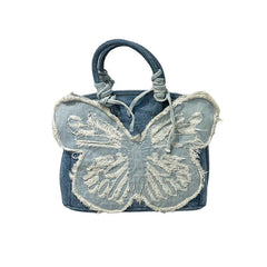 Y2K Aesthetic Denim Butterfly Handbag boogzel clothing