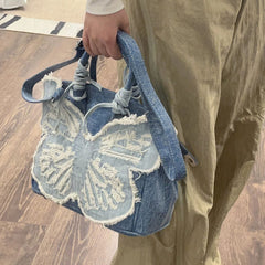 Y2K Aesthetic Denim Butterfly Handbag boogzel clothing