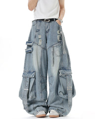 aesthetic blue cargo jeans boogzel clothing