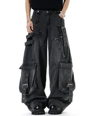 aesthetic black cargo jeans boogzel clothing