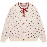 aesthetic red heart pattern cardigan boogzel clothing